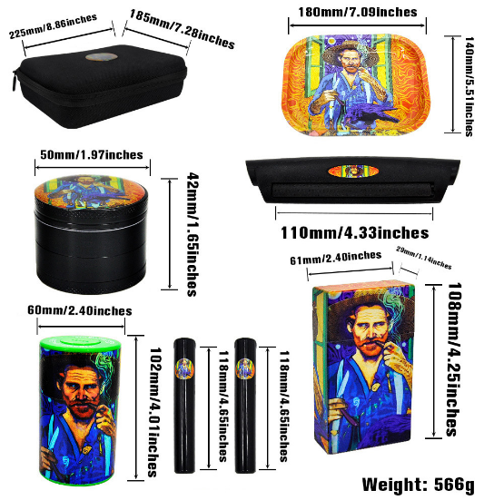 Portable smoking sets weed rolling tray grinder set wholesale