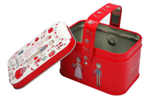 custom high quality tin material personalized gift box with handle