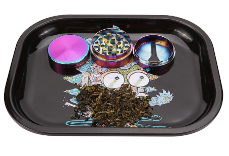 custom rolling tray and grinder set