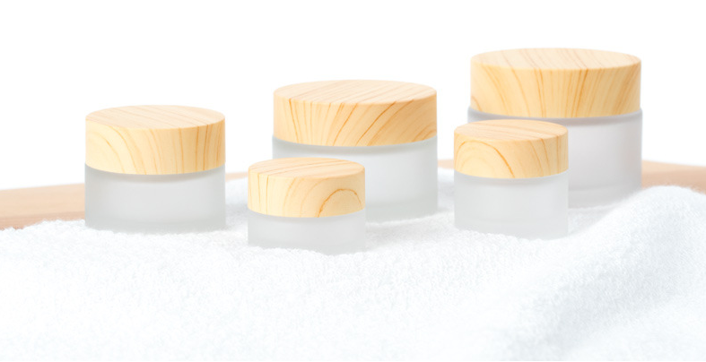 Glass concentrate packaging herb storage box with wood lid