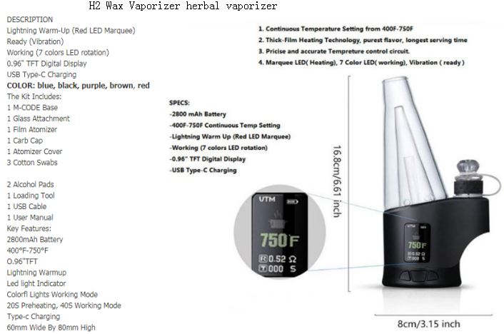 Weed vape m-code electric rig vaporizer dry herb vaporizers