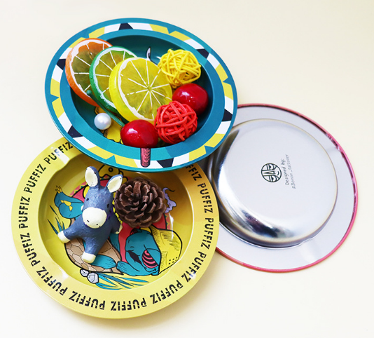 round tin ashtray and tin rolling tray customized