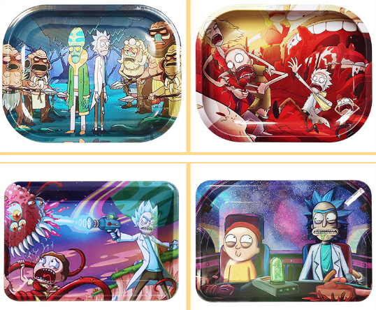 round tin ashtray and tin rolling tray customized