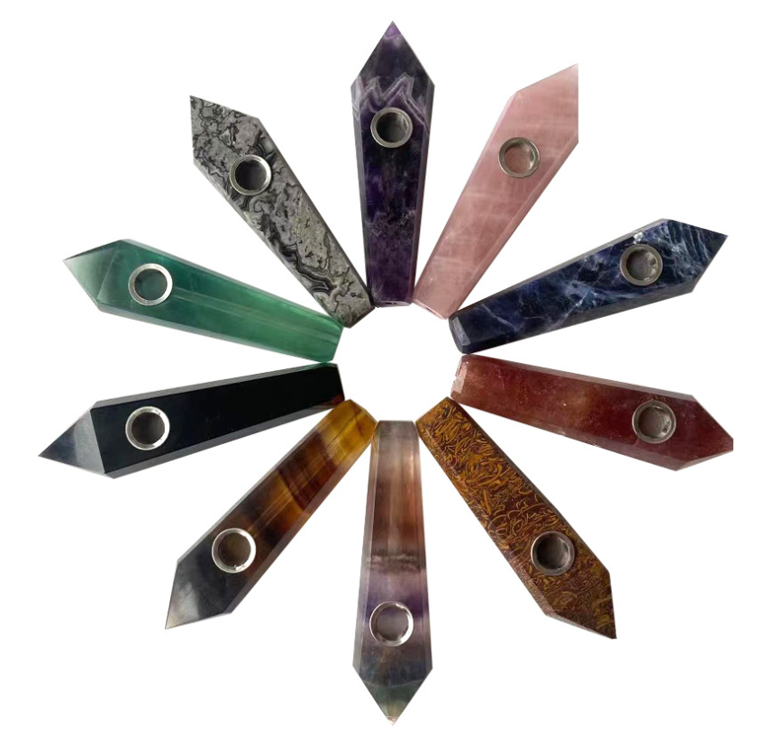 Amazon hot natural crystal smoking pipe stone tobacco pipe wholesale