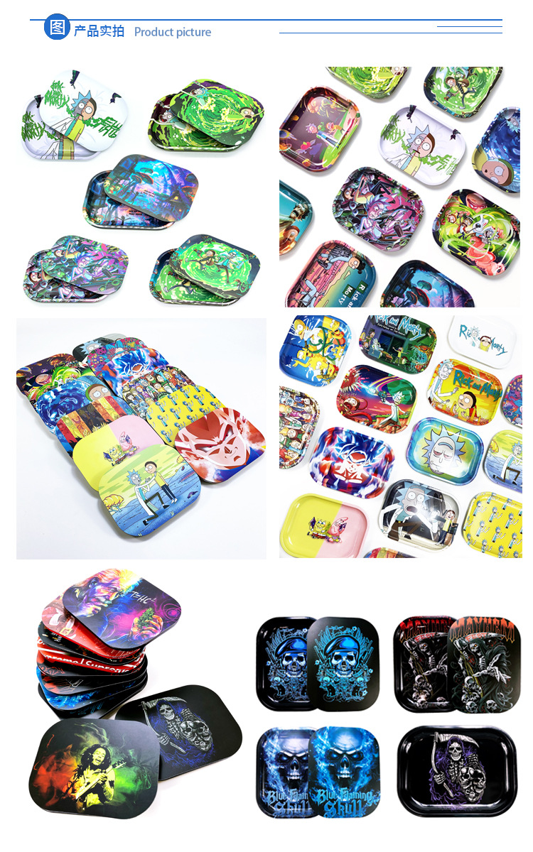 Tin cigarette tray with magnetic cover tin rolling tray with lid