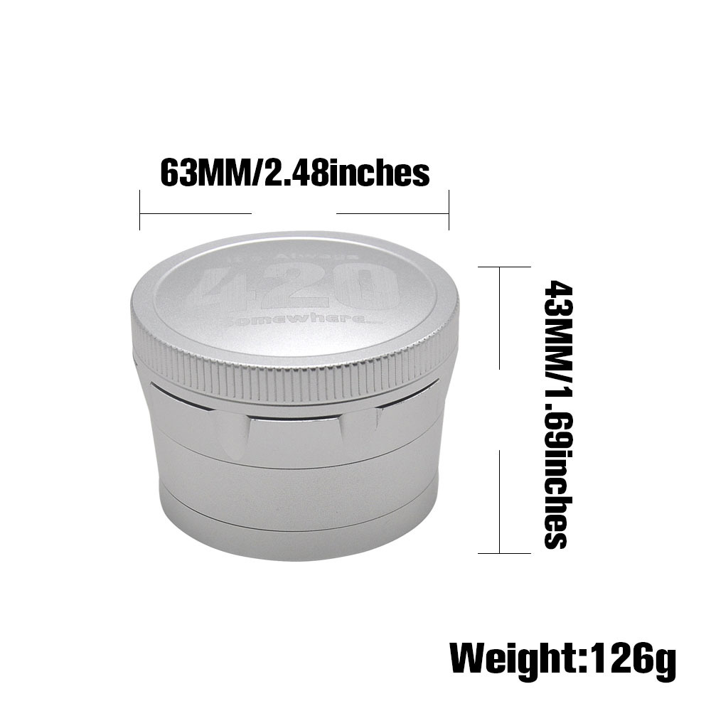 Custom weed crusher Aluminum alloy smoke Grinder 63mm four layer smoke crusher