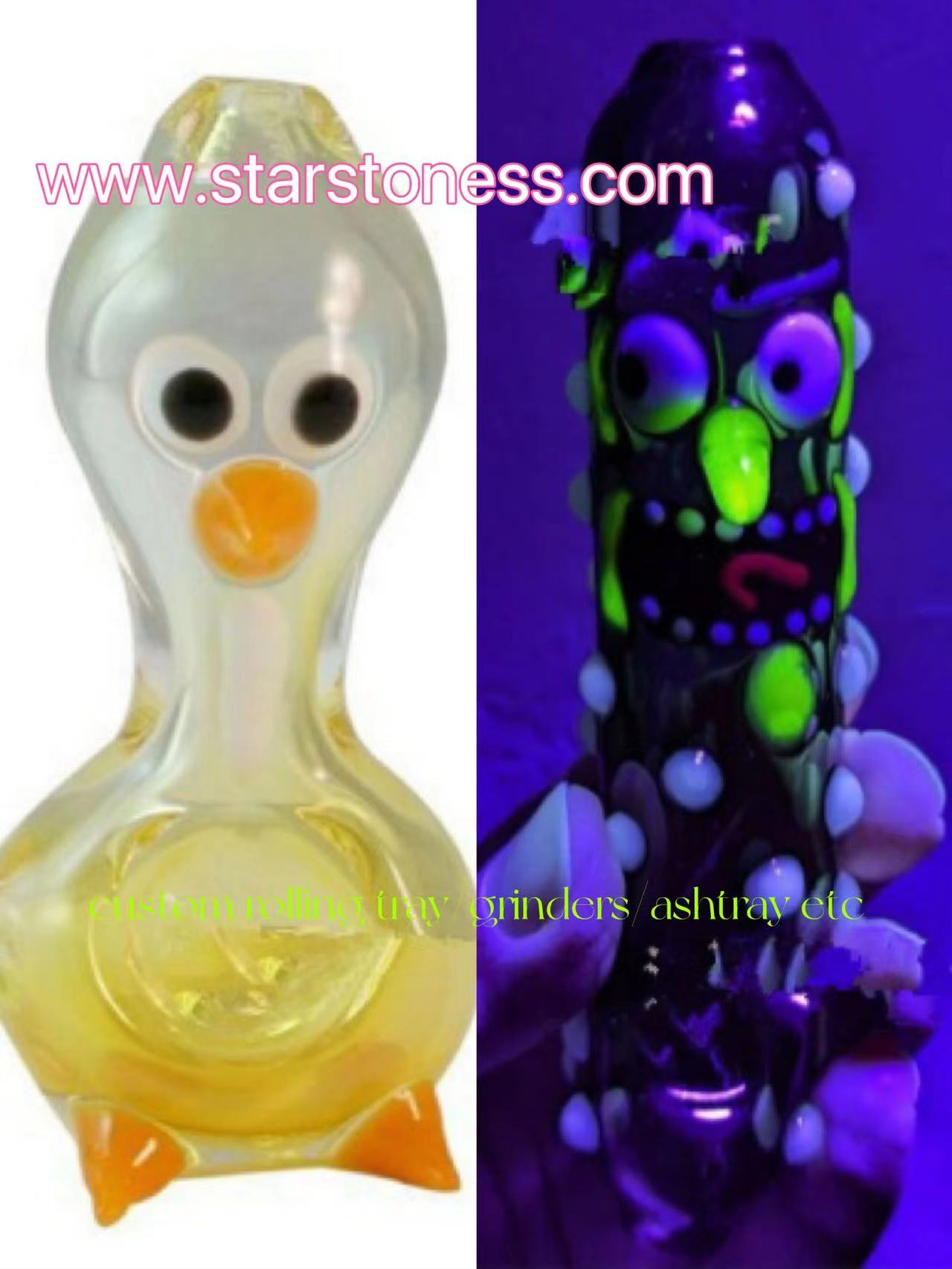 Customized luminous glass pipe with various shapes cartoon pipe
