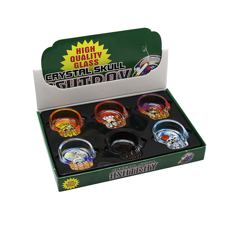 Glass ashtray skull roasted flower logo crystal home office glass ashtray