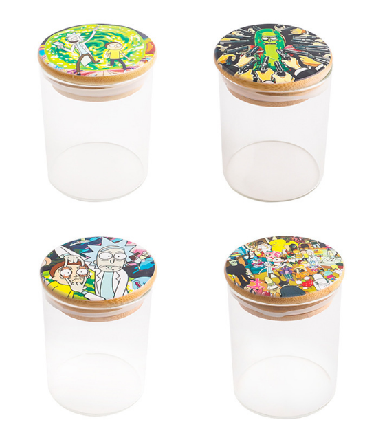 UV cookies print Glass sealed jar wood lid tea piggy bank pot