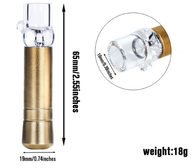 65mm aluminum alloy cigarette metal pipe with glass tips 