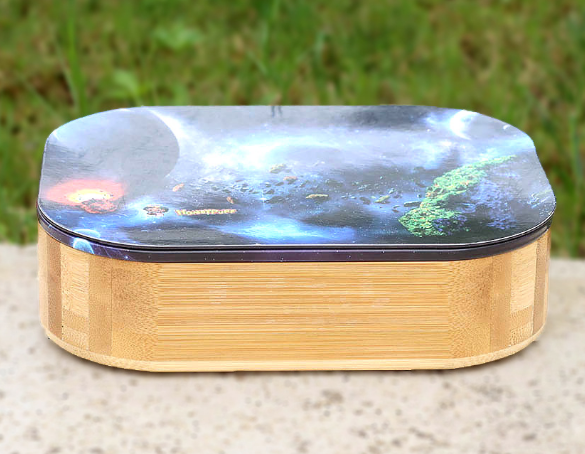 Bamboo storage box with magnetic cover n rolling tray 3in 1 set cigarette set cigar tray 