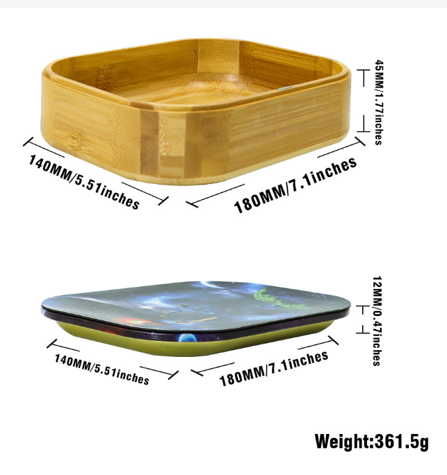 Bamboo storage box with magnetic cover n rolling tray 3in 1 set cigarette set cigar tray 