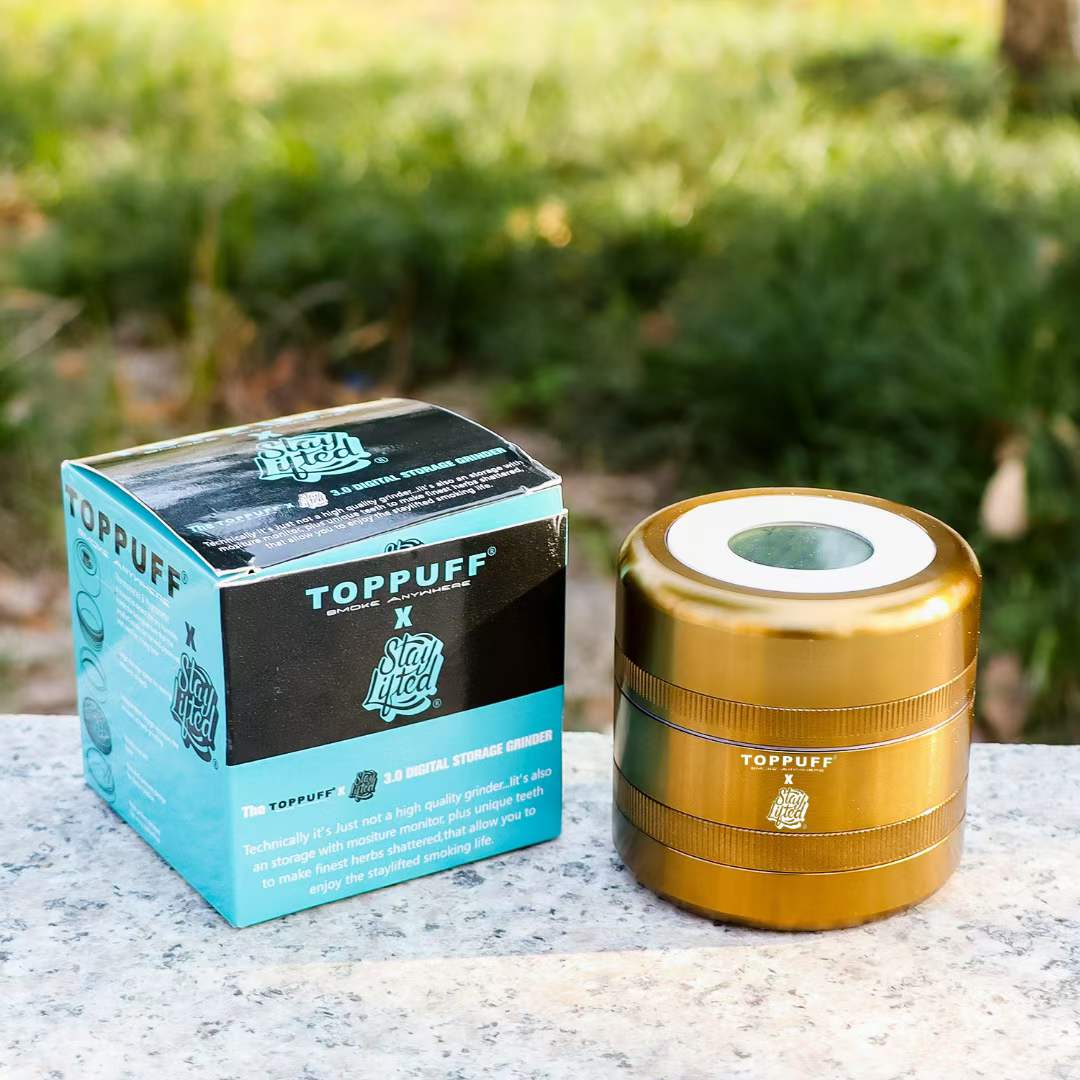 cannabis community Aluminum alloy smoke grinder with hygrometer 