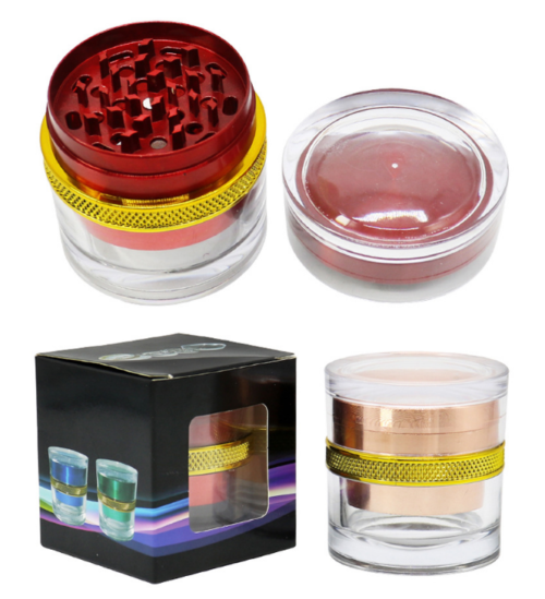 68mm -4-layer transparent resin metal cigarette grinder tobacco shredder