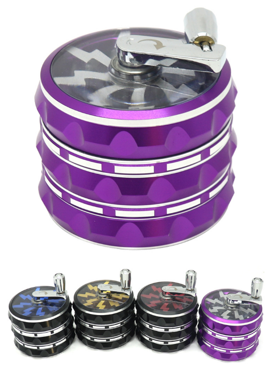 Aluminum alloy 63mm four layer lightning hand-operated metal cigarette grinder tobacco grinder cigarette shredder cigarette set