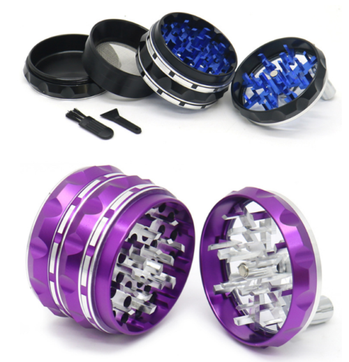 Aluminum alloy 63mm four layer lightning hand-operated metal cigarette grinder tobacco grinder cigarette shredder cigarette set