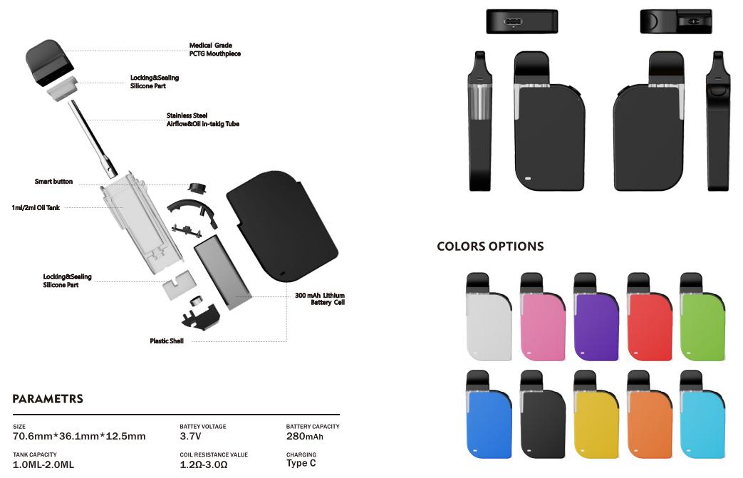 Delta8 vape box style CBD vape device HHC disposable pod