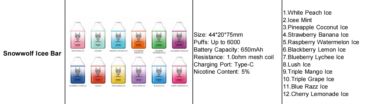 snowwolf ease 8000puffs disposable vape pods 