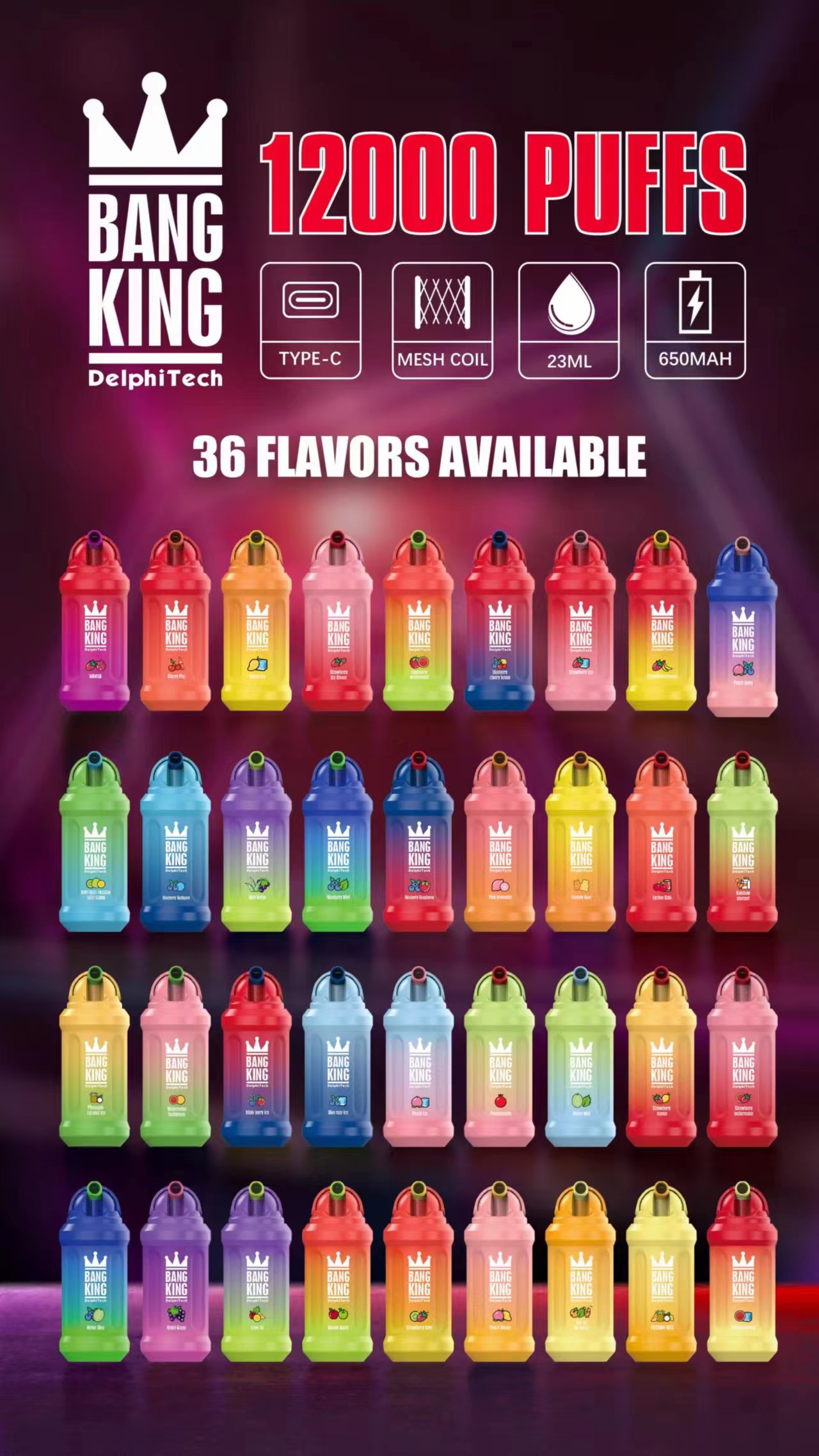 2k puffs 36 flavors disposable pod