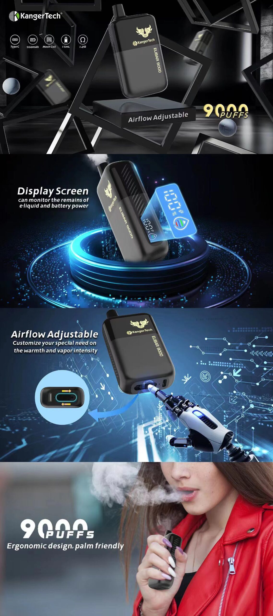 2023 newest 9000 puffs with display disposable vape device