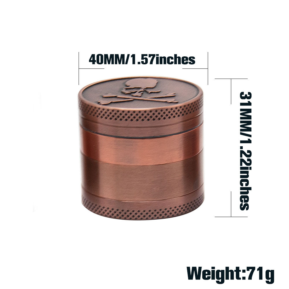 ที่กำหนดเองสี่ชั้นสังกะสีอัลลอยด์บุหรี่เครื่องบด 40mm สมุนไพรเครื่องบดวัชพืช