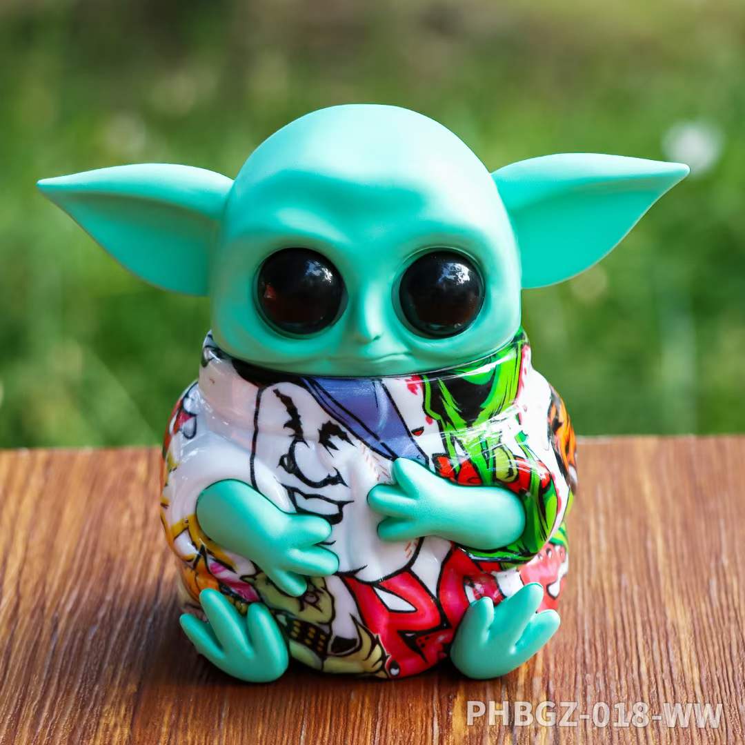 Baby Yoda three-layer zinc alloy cigarette grinder tobacco grinders with drawers