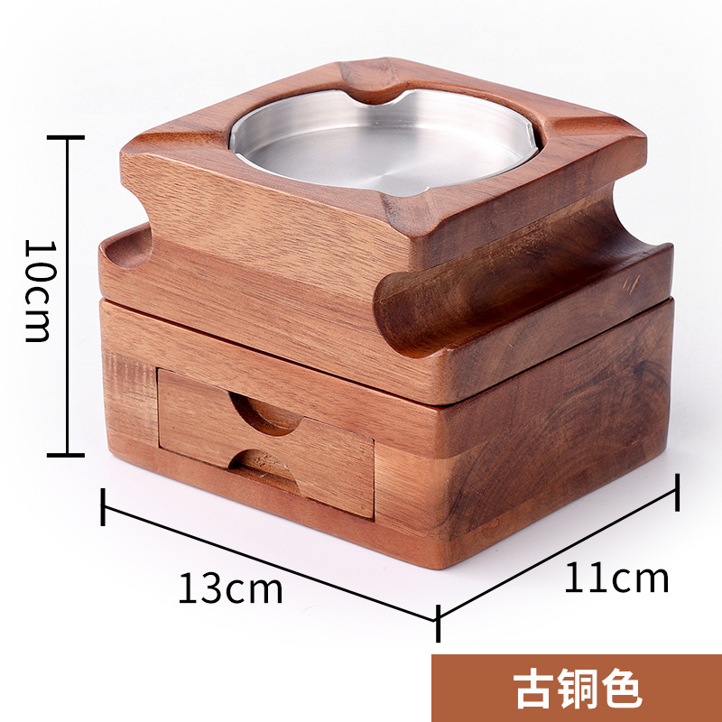 Detachable cigar ashtray with cup holder and drawer