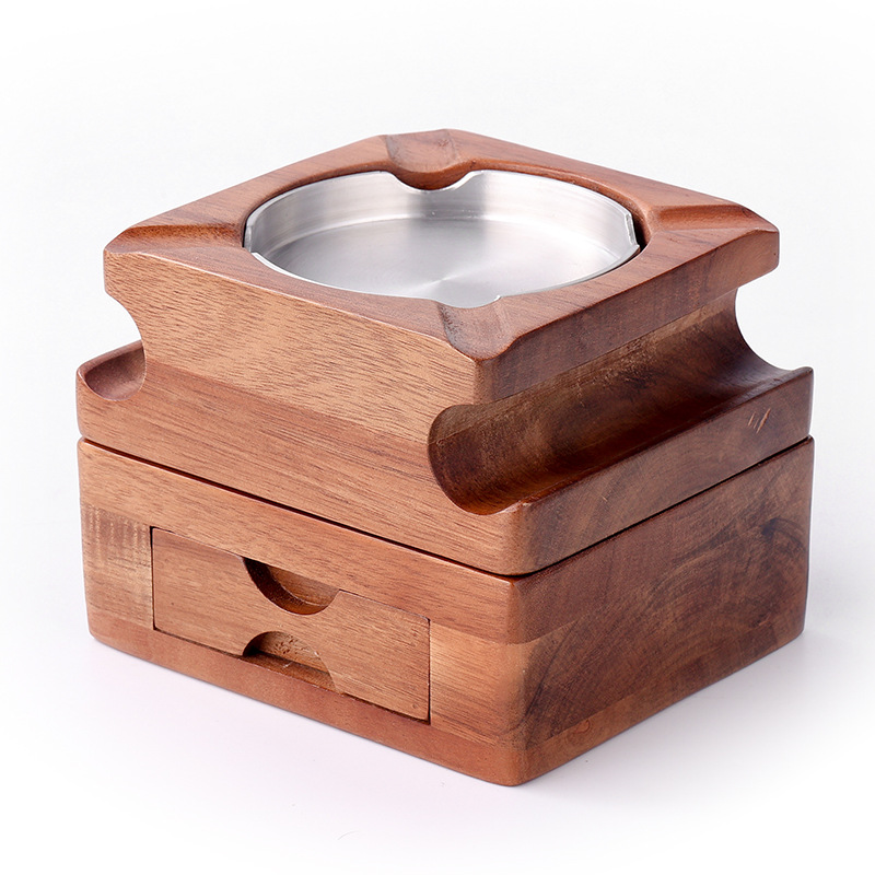 Detachable cigar ashtray with cup holder and drawer