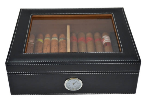 Leather cigar humidor