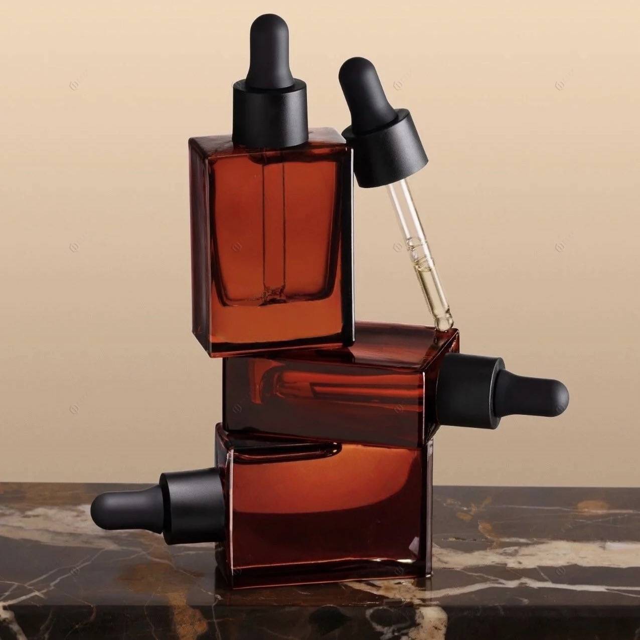 Customized 15ml and 30ml amber glass dropper essential oil bottles,